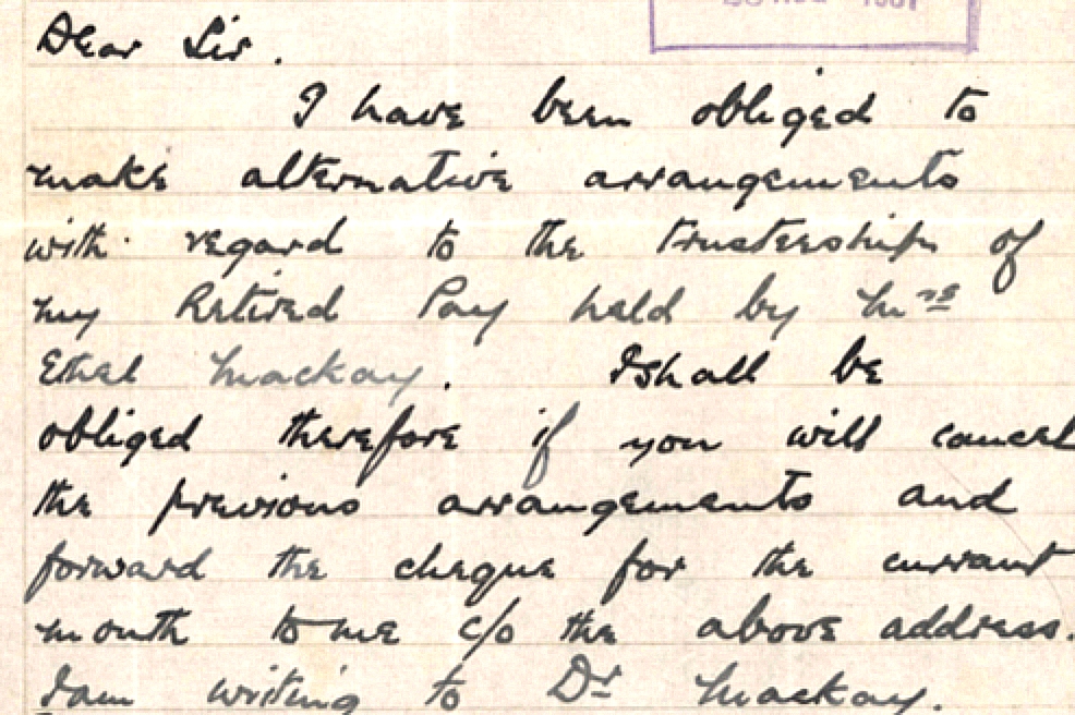 William cancelled trusteeship with Mrs. MacKay M.D.